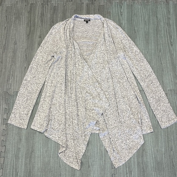 Express Grey Draped Open Front Sweater - Womens Size M - Picture 4 of 5